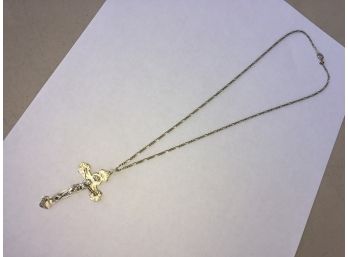 Vintage Sterling Silver Jesus On The Cross With Maker's Mark On Sterling Silver Chain.