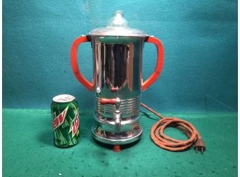 Vintage Champion Coffee Percolator With Bakelite Handles, Feet And Spout Handle With Original Cord.
