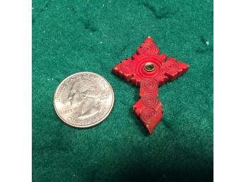 Antique Bakelite? Peephole Cross Viewer With Religious Scene Apparition Of Our Lady At Knock August 21, 1873.