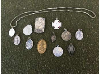 (11) Antique And Vintage Religious Medals. St. Christopher, St. Odilia And Others.