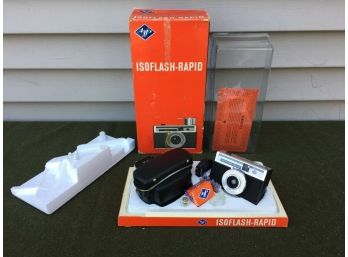 Vintage 1960's Afga Isoflash-Rapid 35mm Camera. New Old Stock In Original Box.
