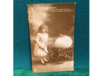 Wonderful Antique Easter Real Glossy Photo Postcard With Uncancelled 2 Cent Panama Stamp.