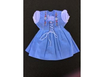 Adorable Size 2 Embroidered Girl's Blue And White Dress. Made In Switzerland. Appears Unworn.