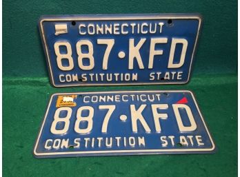 Pair Of Vintage Matching Connecticut Metal License Plates.