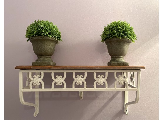 Wall Shelf And Mini Topiary Pair In Small Planters