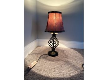 Small Iron Twist Lamp With Damask Pattern Shade