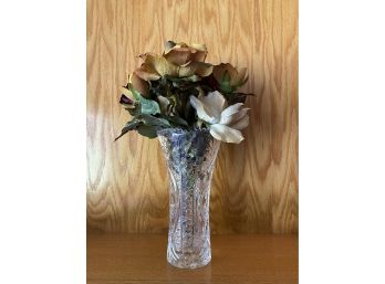 Crystal Vase With Silk Roses Short