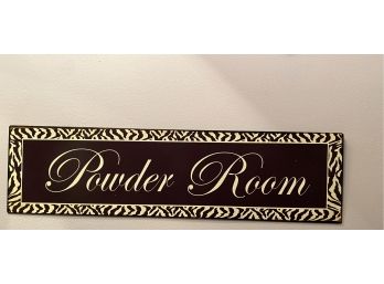 Zebra Print Painted Tin 'Powder Room' Sign