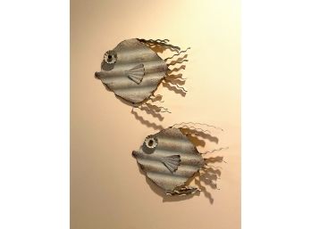 Corrugated Tin Fish Decor - Pair