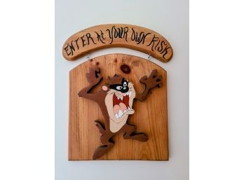 Tasmanian Devil 'DO NOT ENTER' Wood Carved Sign