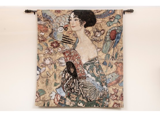 Large Tapestry Of Gustav Klimpt's 'Lady With A Fan'