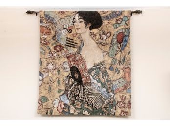 Large Tapestry Of Gustav Klimpt's 'Lady With A Fan'