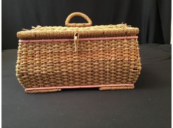 Vintage  German Sewing Basket With Contents Us Zone Post WWII