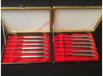 Two Sets Of 6 Each Toothed Knives Knife Sets Japan