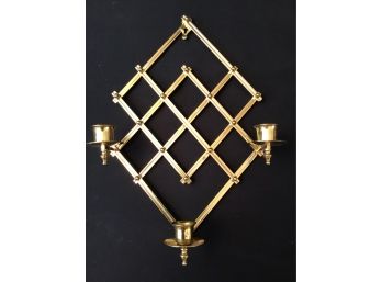 Folding Brass Triple Candle Holder Hanging Wall Sconce
