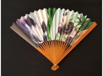 Vintage Paper And Wood Fan Featuring Panda Bears