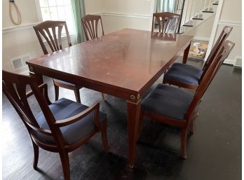 Ethan Allen Dining Table With Extenders And 10 Chairs