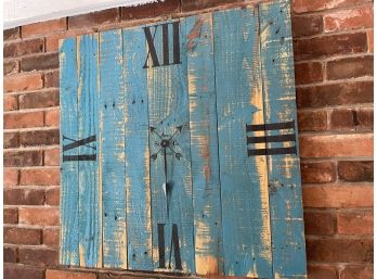 Large Distressed Painted Wood Wall Clock
