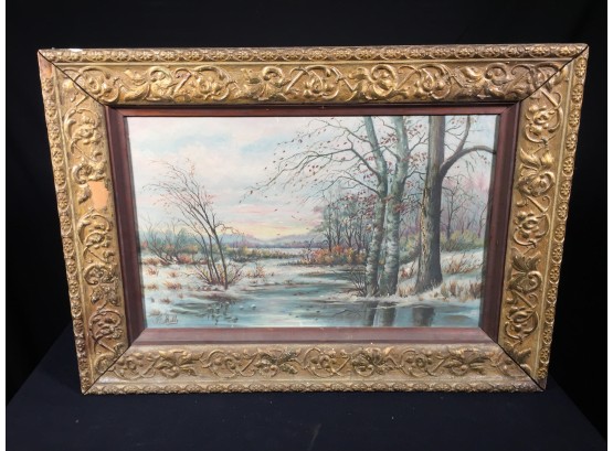 Fantastic Antique Oil On Canvas - 1890's - 1900's -  Signed P. MILLS- Very Pretty Painting - Very Serene