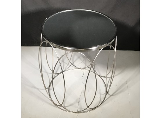 Cool Chrome Modern / MCM Table With Mirrored Top - Very Nice Piece - GREAT MODERN LOOK !