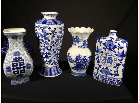 Group Of Beautiful Asian Style Blue & White Porcelain - Fantastic  Condition - GREAT Decorator Pieces