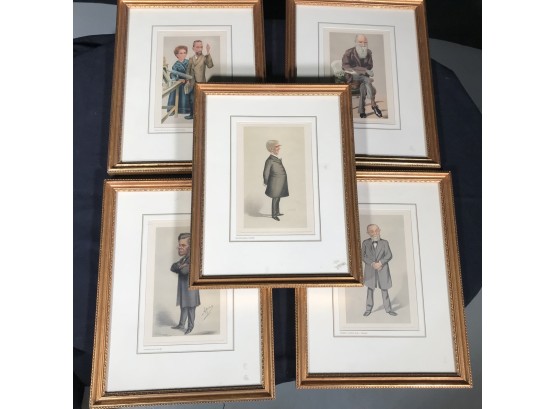 Set Of Five (5) Framed 19th Century VANITY FAIR - SPY Prints 1890s - 1900s - Amazing Condition