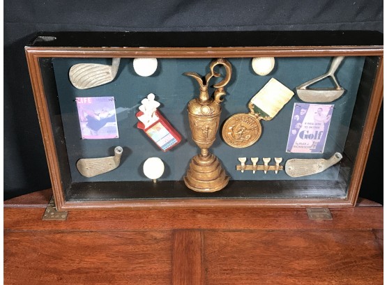 Fantastic Vintage Golf Themed Shadow Box - GREAT VINTAGE LOOK - Well Done Piece - VERY COOL PIECE !