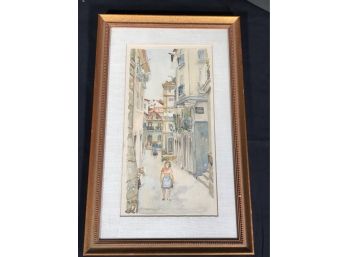 Lovely Vintage Italian Watercolor Painting - Signed A. Lucas - In Original Frame - Very Nice