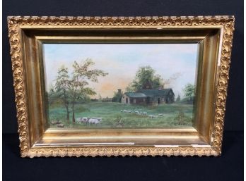 Fantastic Antique Oil On Canvas With Sheep - Signed C.M. McCollum - 1870-1880 - Original Frame - NICE PAINTING