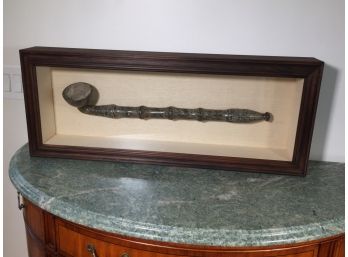 Fantastic Antique Brass Opium Pipe - From Far East - VERY LARGE - Pipe Measures 26' Custom Framed
