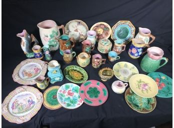 Incredible 30 Plus Piece Lot Of Vintage / Antique MAJOLICA - Very Nice Lot - Collected Over Many Years