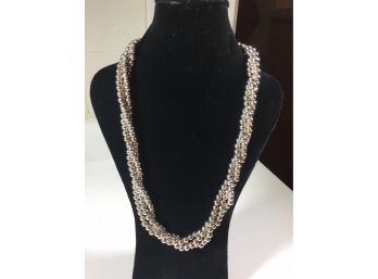 Fantastic Sterling Silver / 925 Triple Strand Bead / Ball Necklace - Made In Italy - Brand New ! GREAT PIECE