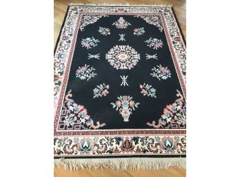 Very Nice Traditional Rug - Black With Center Medallion - Vasiform & Floral Elements - GREAT RUG !