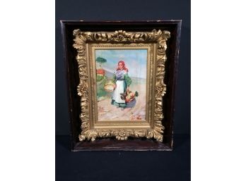 Fantastic Antique Signed Oil On Canvas Painting Steianek ? Incredible Gilt Frame Mounted In Box - 19th Century