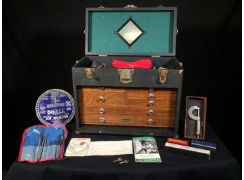 Amazing 1941 Machinists Oak Tool Box - FULLY LOADED - All Original Contents - With Original Keys & Receipt