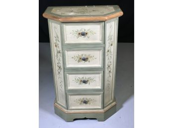 Lovely Italian / Venetian Style Painted Chest - All Hand Painted - Cream / Sage Green - Very Nice