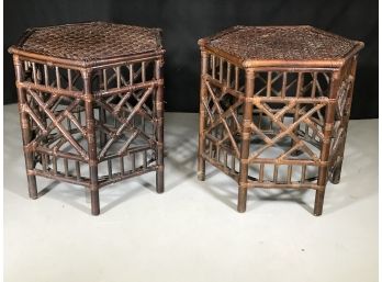 Pair Fabulous Vintage Brighton Style Bamboo End Tables - Overall Great Condition - GREAT PAIR !