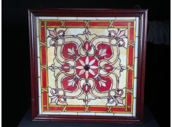 Gorgeous Large Antique Style Leaded Glass Window / Panel - INCREDIBLE Colors - Very High Quality