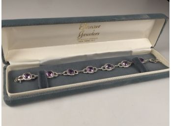 Fabulous Sterling Silver / 925 Bracelet With Amethysts - VERY Pretty Bracelet - Nice Deep Color