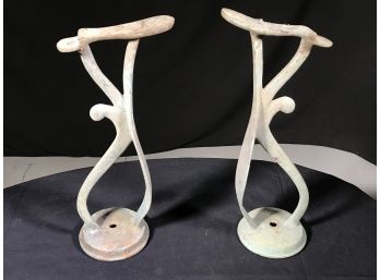Pair Of Fantastic Solid Brass Shoe Shine Stand Shoe Holders / Stands - 1900-1930 - MANY USES !