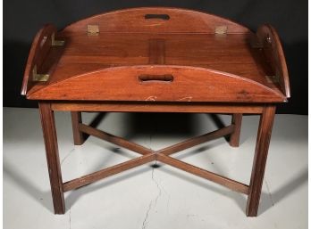Vintage Mahogany Butlers Table - Fold Down Sides - Bras Hinges - Very Good Condition