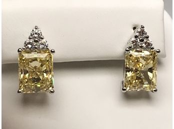 Fabulous Brand New - Sparkling Yellow Topaz & White Sapphire Earrings - GORGEOUS Pair - You Will LOVE These