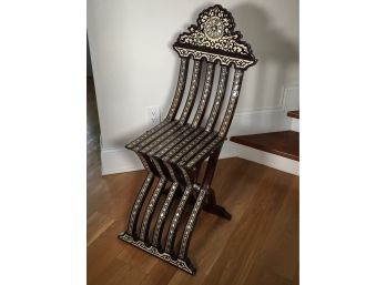 Incredible Completely Inlaid Folding Chair From Syria VERY FINE Bone & Mother Of Pearl Inlays GORGEOUS !