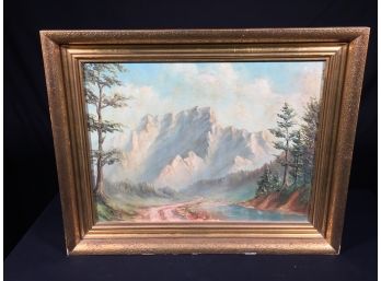 Fabulous Antique Oil On Canvas By A. PLOCH - Listed Artist - Beautiful Painting - Mountain / Road Scene