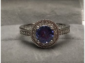 Lovely Sterling Silver / 925 Ring With Beautiful Tanzanite - Simple But Very Elegant -Great Piece !