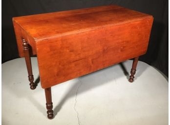 Fabulous Antique Solid Cherry Double Drop Leaf Table - Lovely Patina / Finsh - Turned Legs - VERY Nice Table