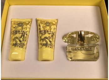Brand New VERSACE Yellow Diamond Gift Set - Perfume - Lotion & Shower Gel Set - 1.07 Perfume - $225 Retail