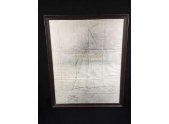 Awesome Blueprint / Plans For 1945 HERRESCHOFF Sailboat Named BAGATELLE - Very Large Piece - VERY COOL PIECE