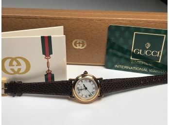 Fantastic New GUCCI Ladies Watch - Paid $895 - Swiss Made - Sapphire Crystal - Boxes - Booklets & Card