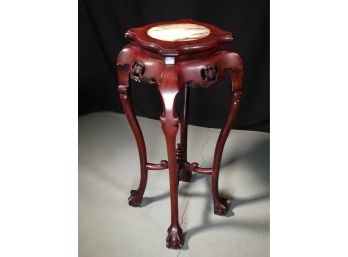 Beautiful Vintage Marble Top Plant Stand - Mahogany Or Rosewood - Very Nice Piece - VERY Solid